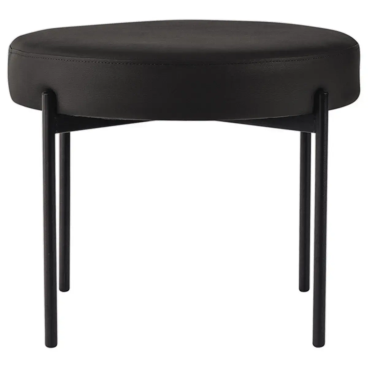 Pouf Rond GAIA D37 pieds noirs simili cuir monté photo du produit
