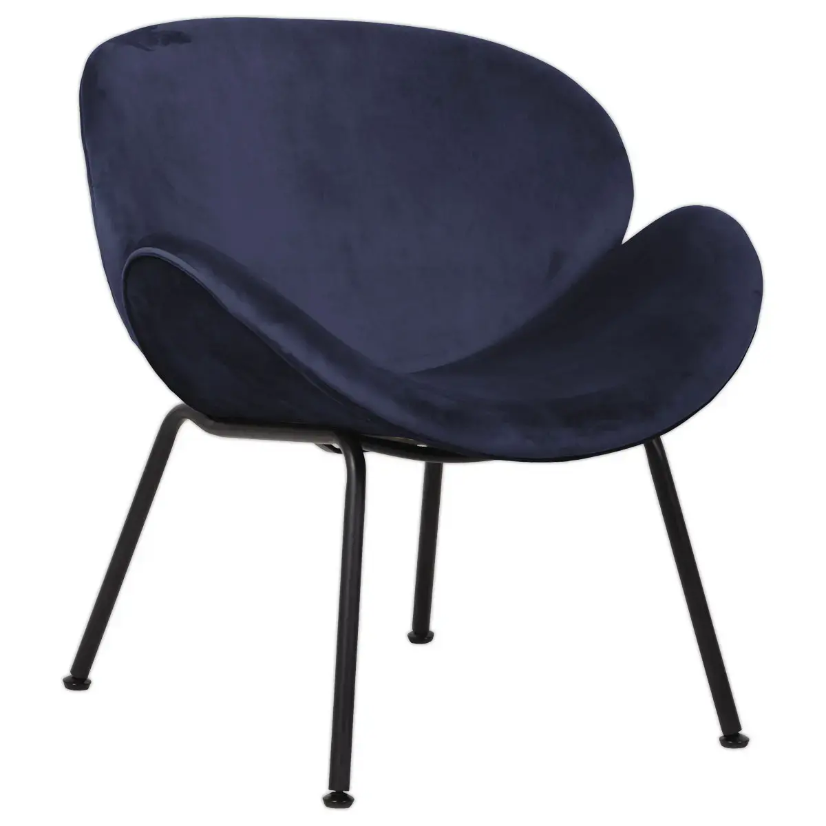 Fauteuil SMILE 4 pieds noir tissu bleu photo du produit