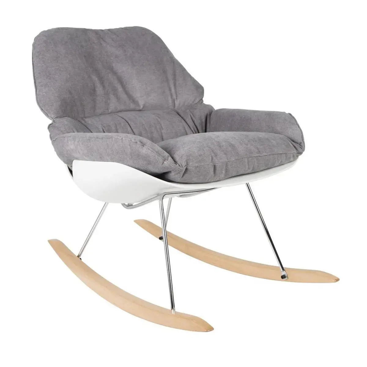 Fauteuil à bascule LAZY tissu gris monté photo du produit