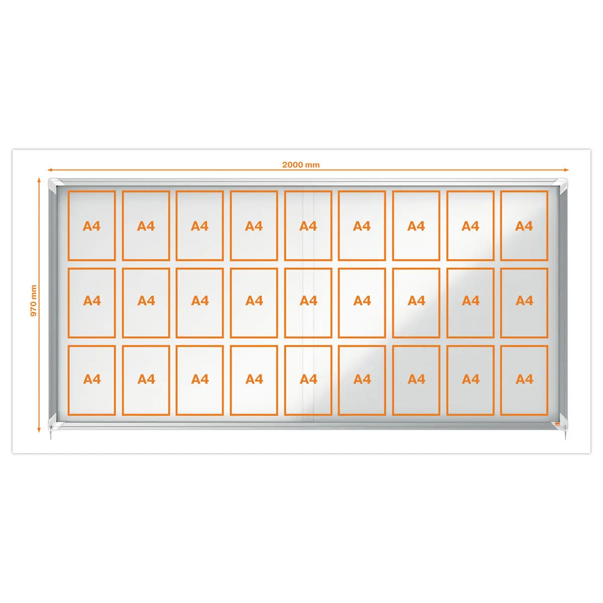 Vitrine d'int&eacute;rieur magn&eacute;tique Premium Plus - 27 x A4 - NOBO photo du produit