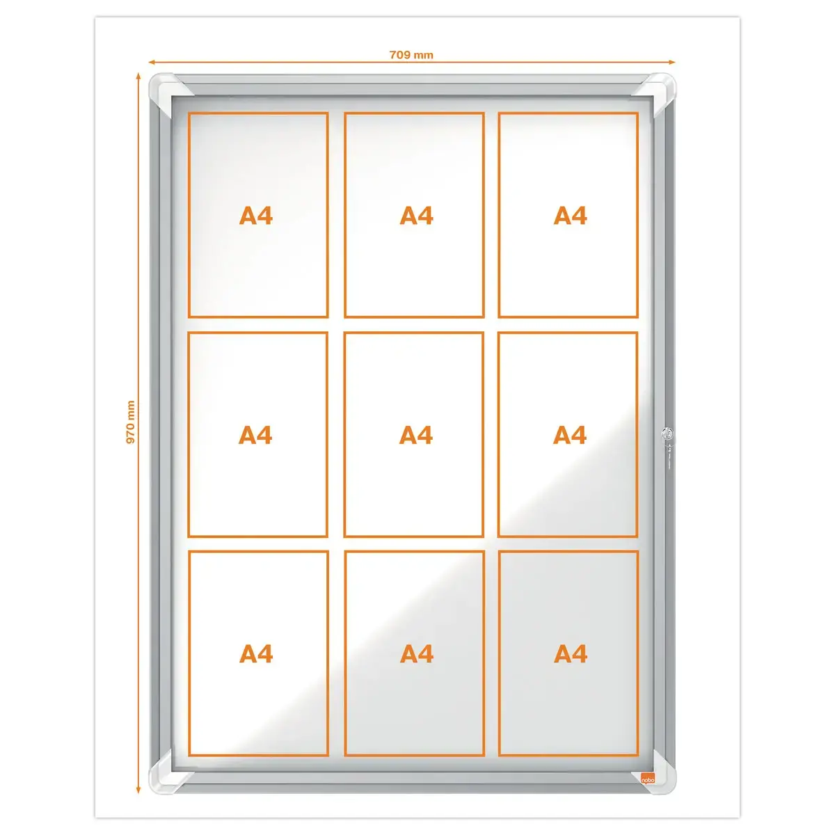 Vitrine d'ext&eacute;rieur magn&eacute;tique Premium Plus  - 9 x A4 - NOBO photo du produit