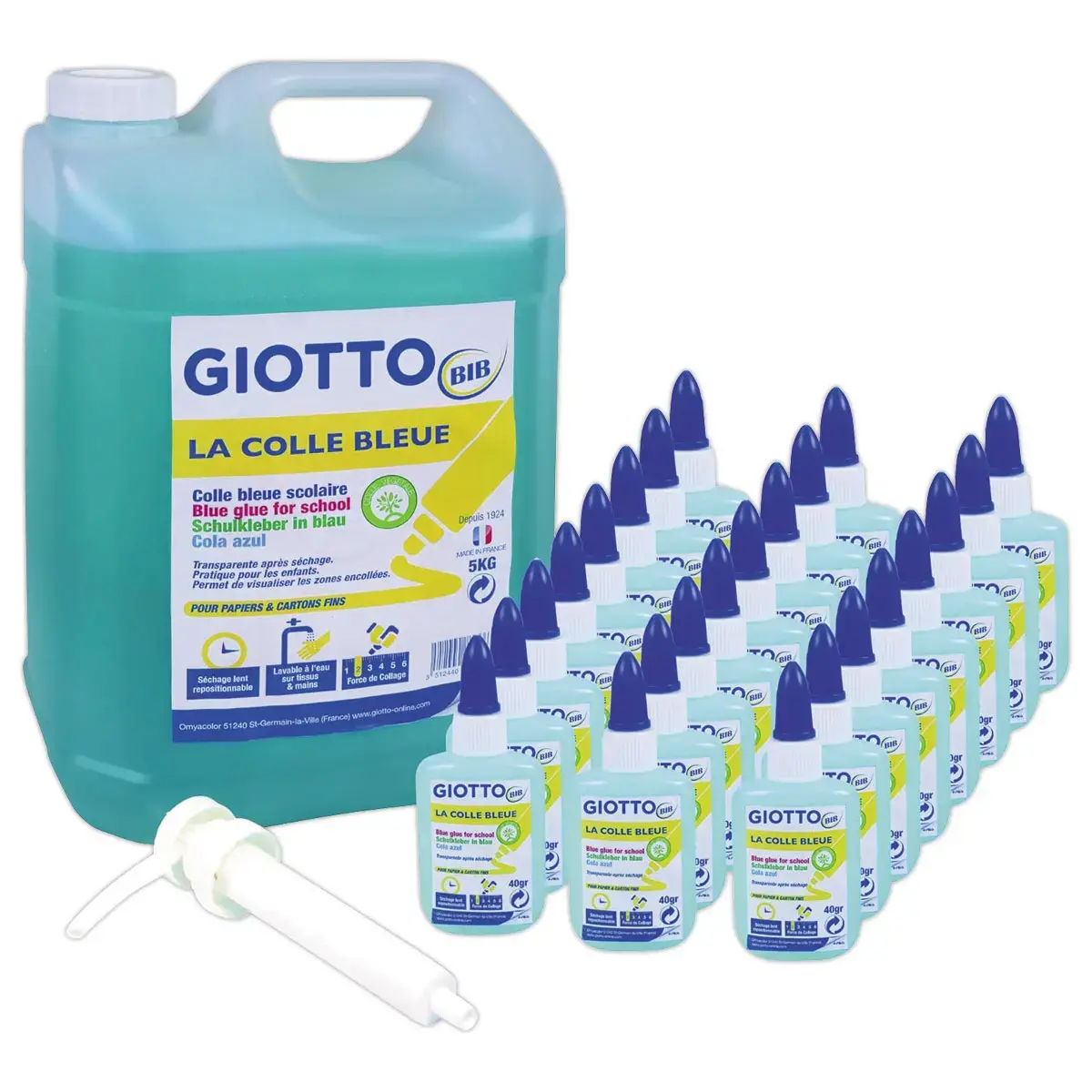 Colle bleue - 5L + 24 flacons vides de 50 ml - Giotto photo du produit