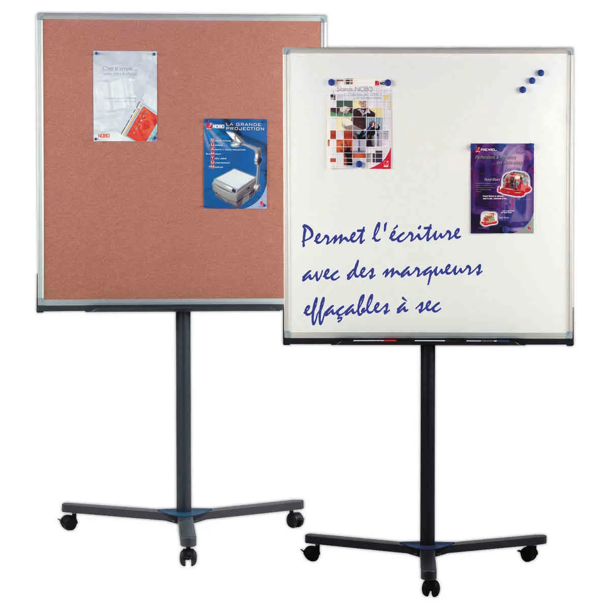 Tableau mobile mixte blanc/liège - 96 x 96 cm - NOBO photo du produit