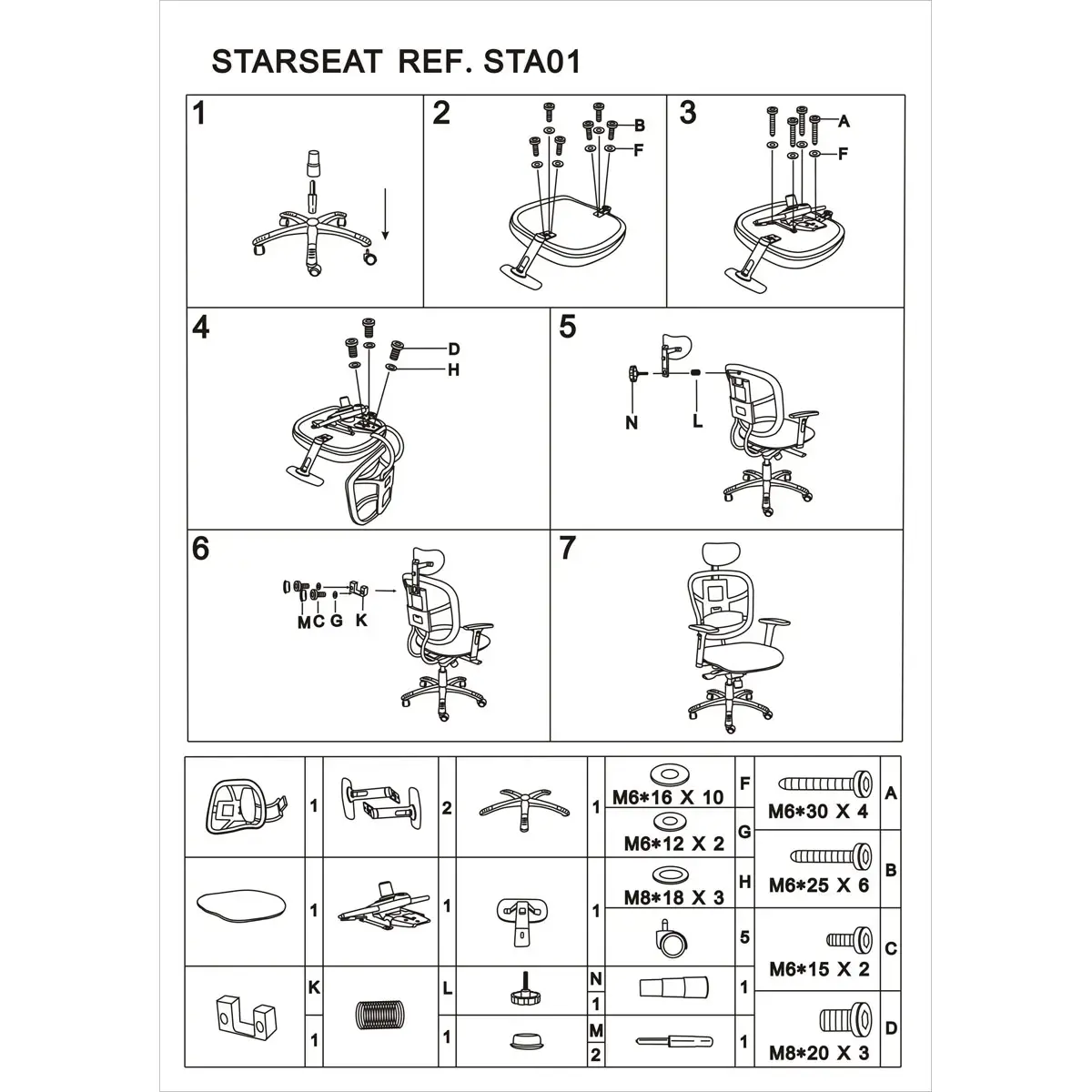 Siège STAR SEAT synchrone - Avec têtière - Noir - Monté photo du produit