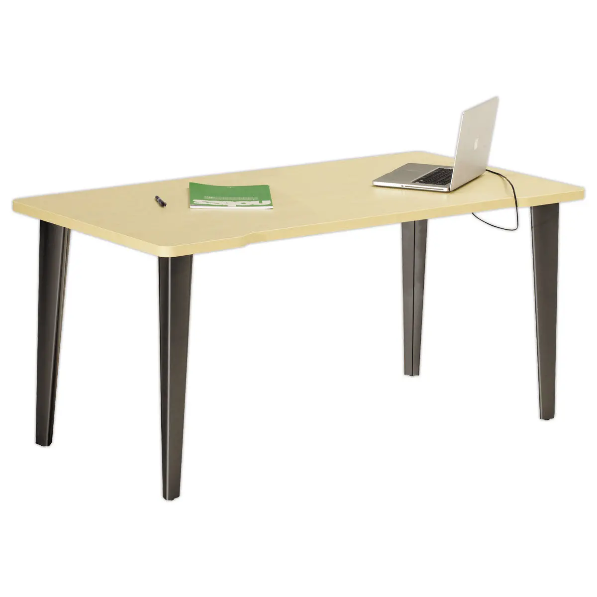 Bureau BORDEAUX 160 x 80 chêne clair -pieds anthracite monté photo du produit