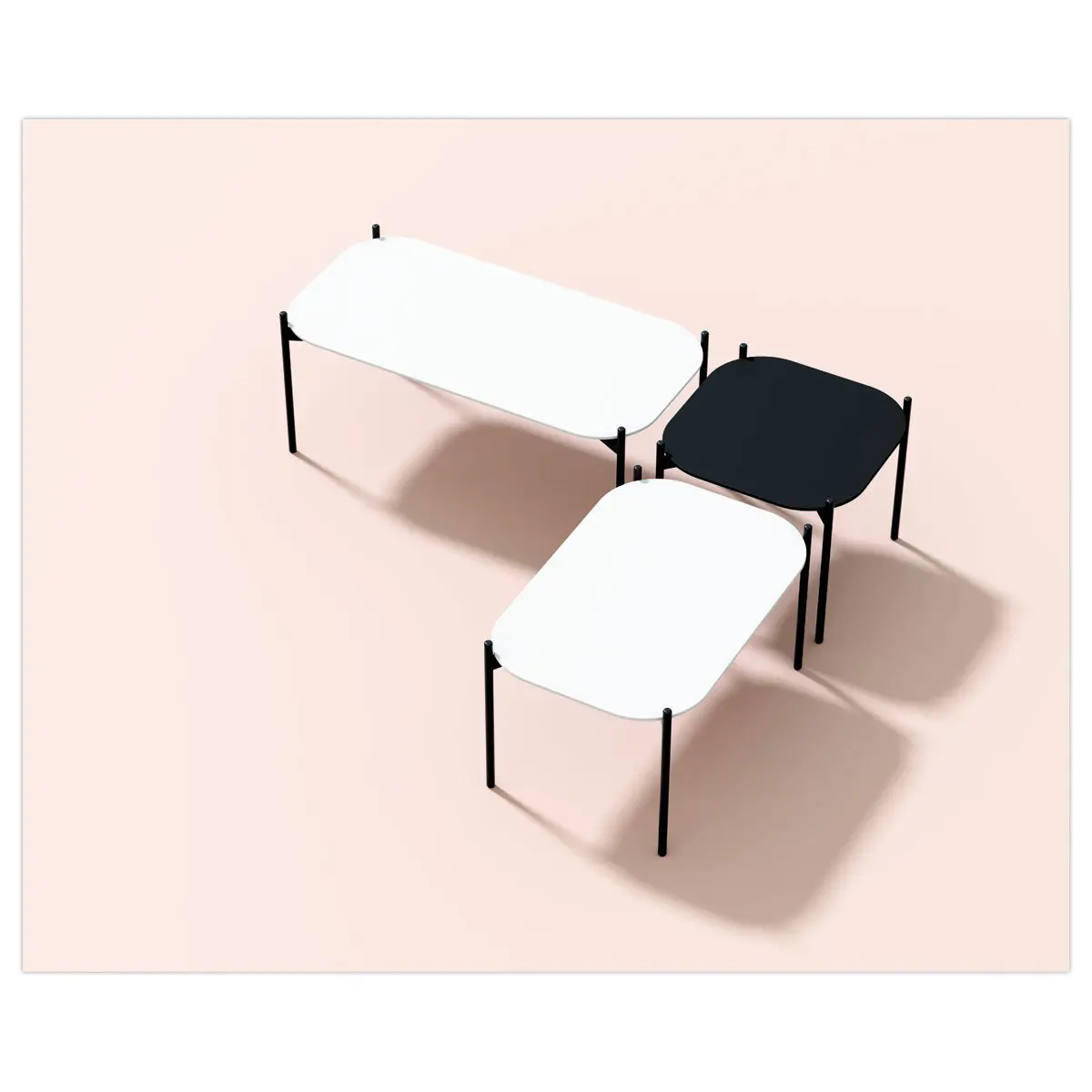 Table basse MEET 50 x 50 Noir pieds noirs photo du produit