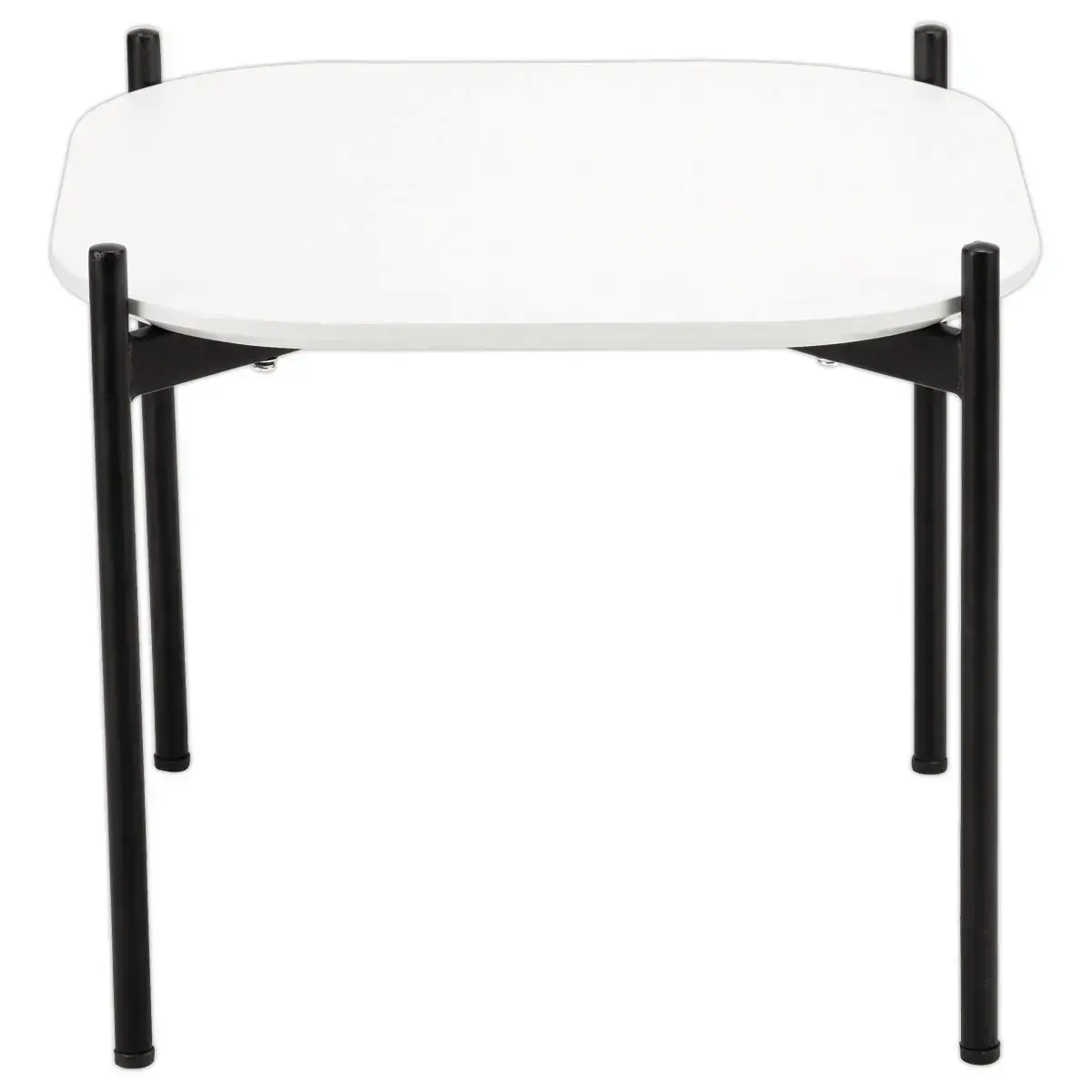 Table basse MEET 50 x 50 Blanc pieds noirs montée photo du produit