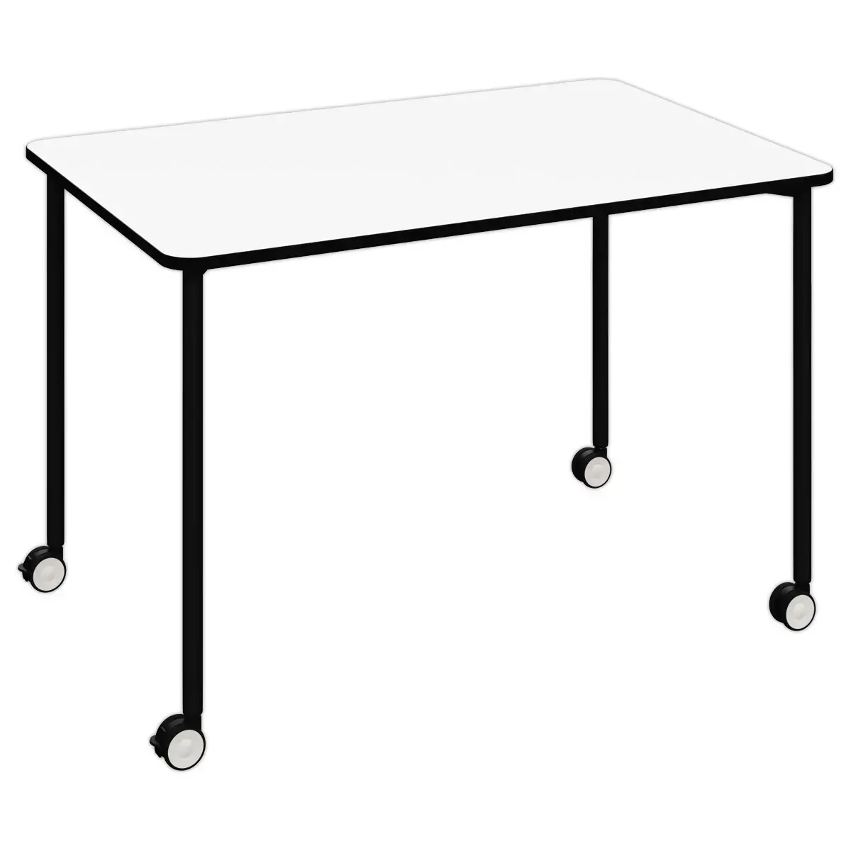 Table roulante FEX OFFICE 116 x 50 cm Blanc pieds noirs photo du produit