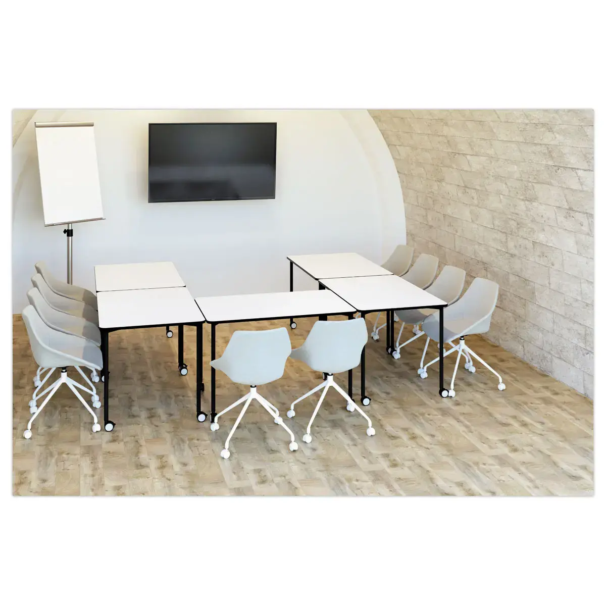 Table roulante FEX OFFICE 116 x 50 cm Blanc pieds noirs photo du produit