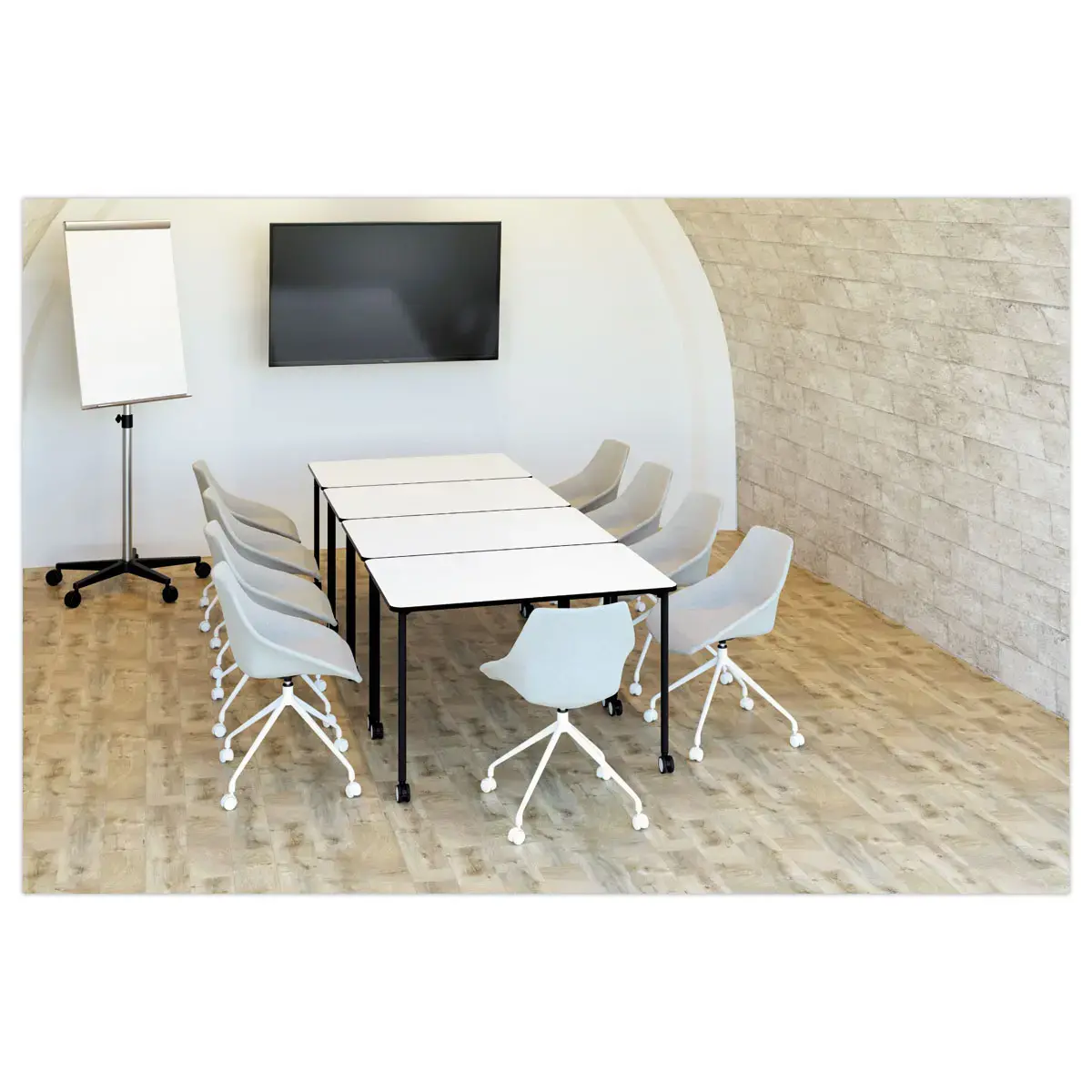 Table roulante FEX OFFICE 116 x 50 cm Blanc pieds noirs photo du produit