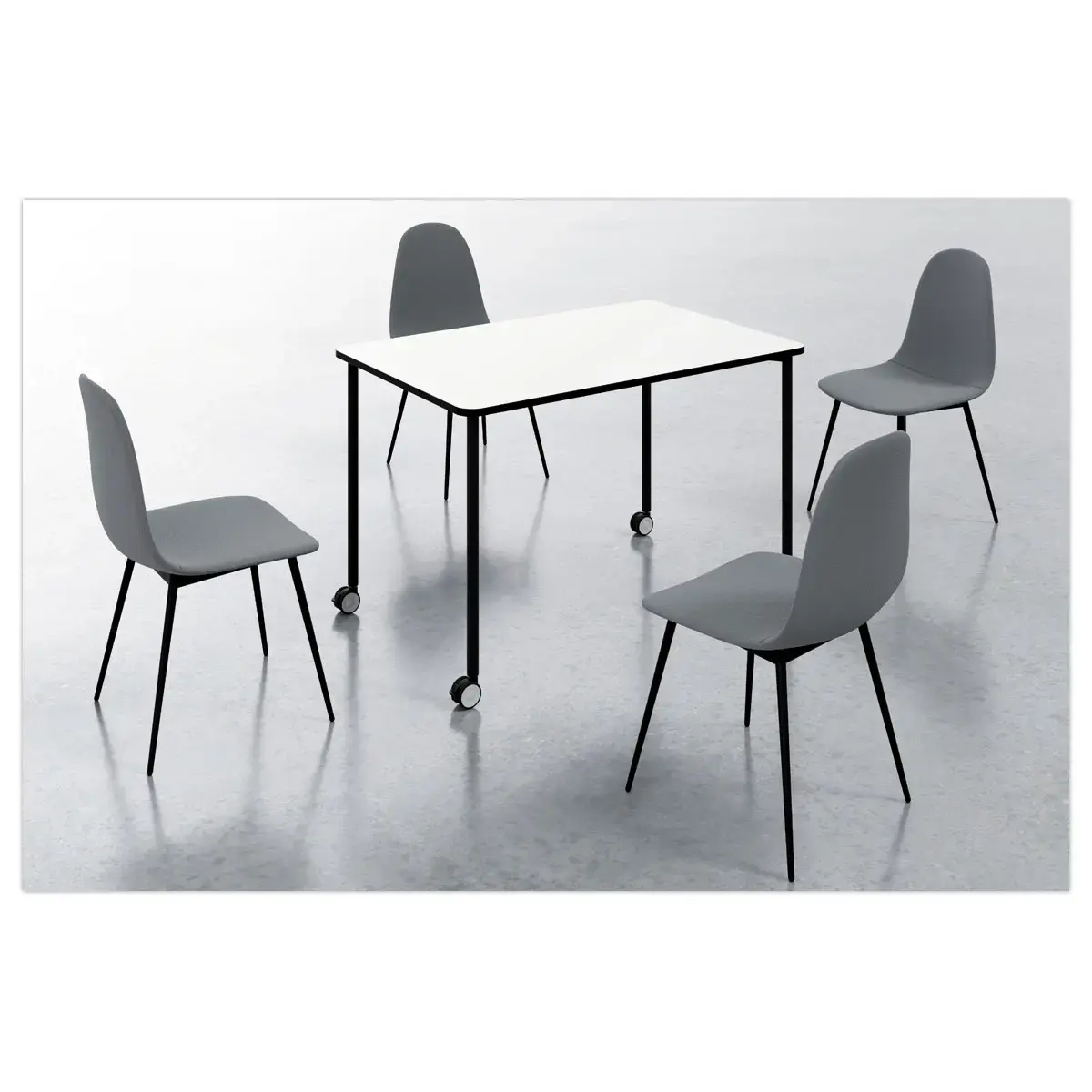 Table roulante FEX OFFICE 116 x 50 cm Blanc pieds noirs photo du produit