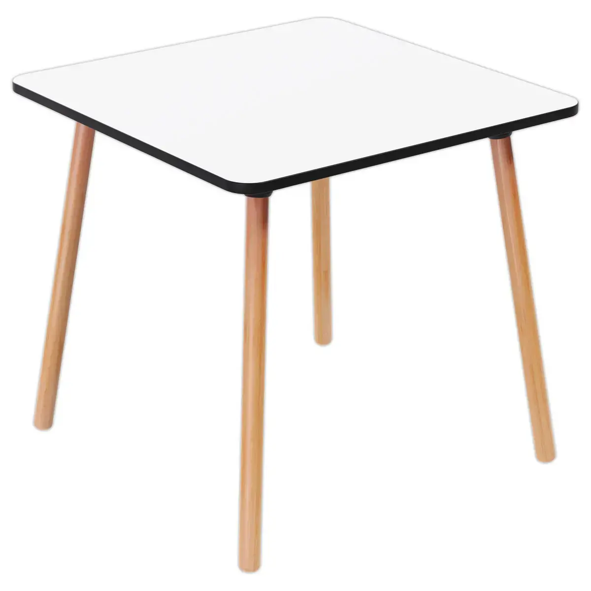 Table PALOMBA 80 x 80 cm Blanc pieds hêtre montée photo du produit