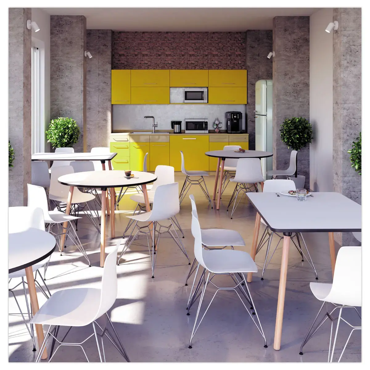 Table PALOMBA 80 x 80 cm Blanc pieds hêtre montée photo du produit