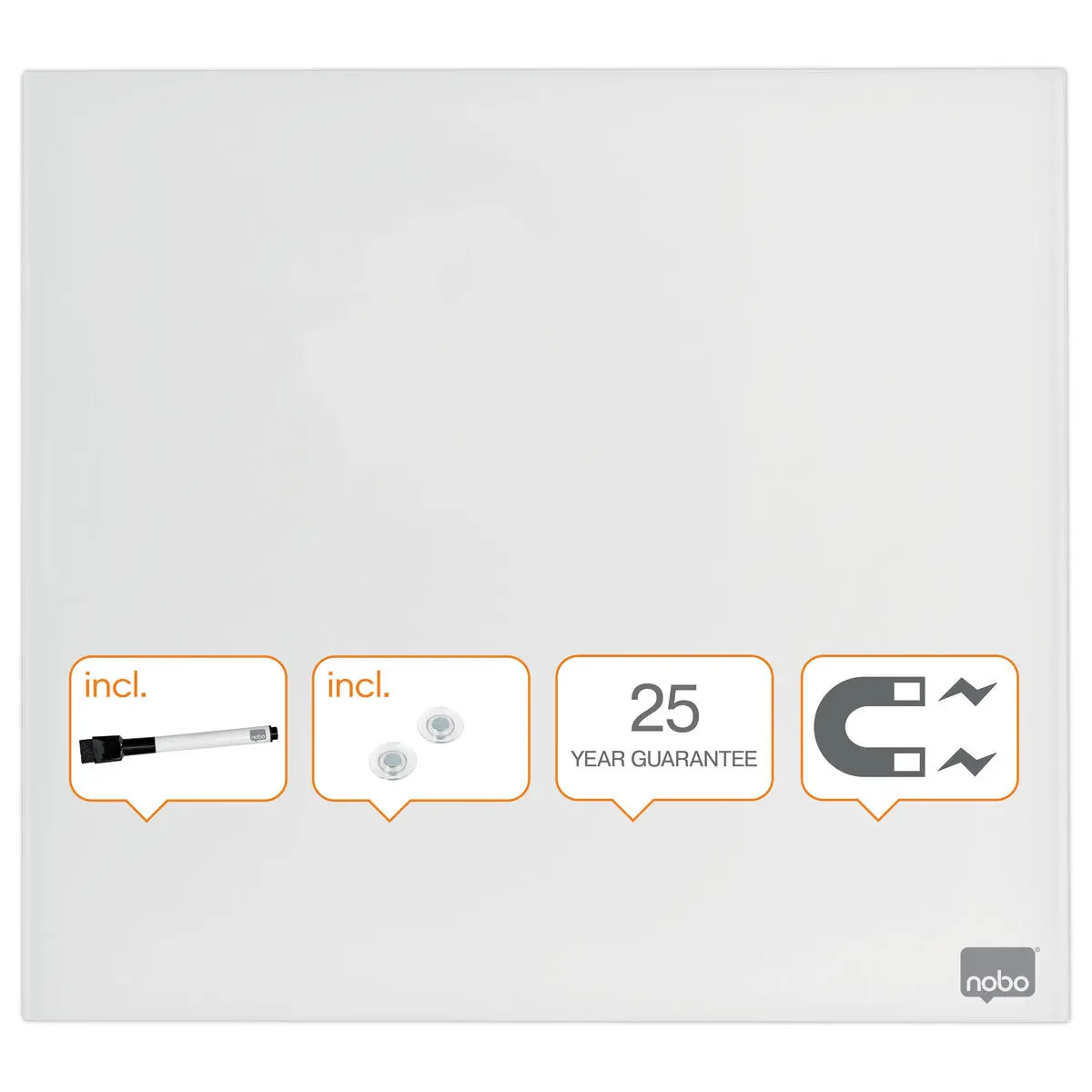 Tableau blanc en verre magnétique - 45 x 45 cm - NOBO photo du produit