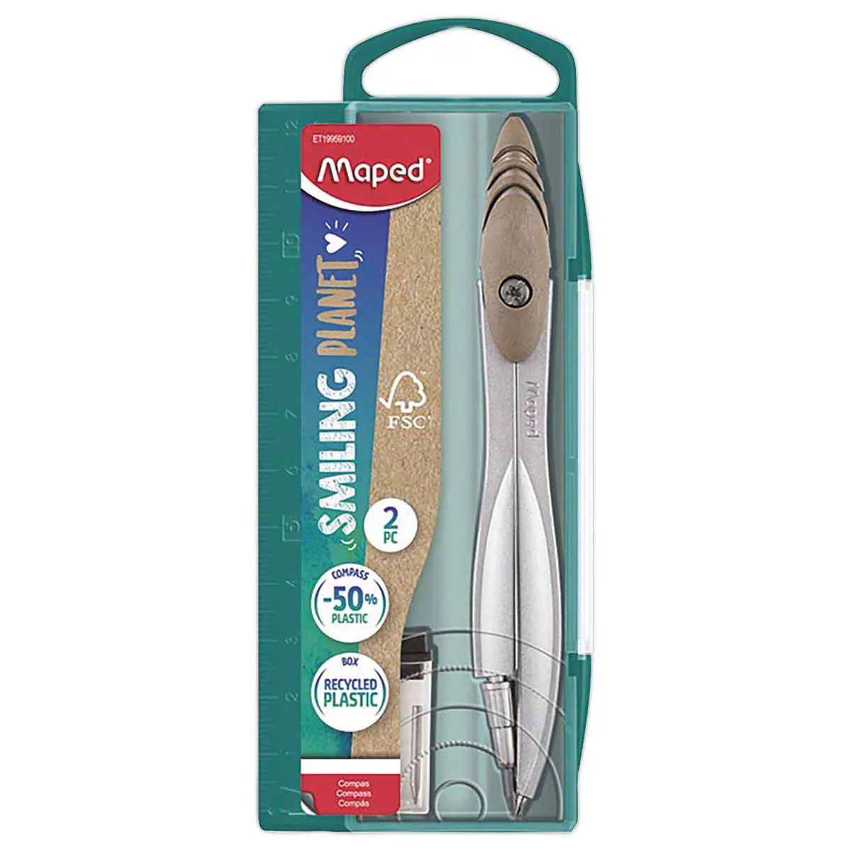 Coffret compas mine 2 mm SMILING PLANET en bois FSC® photo du produit