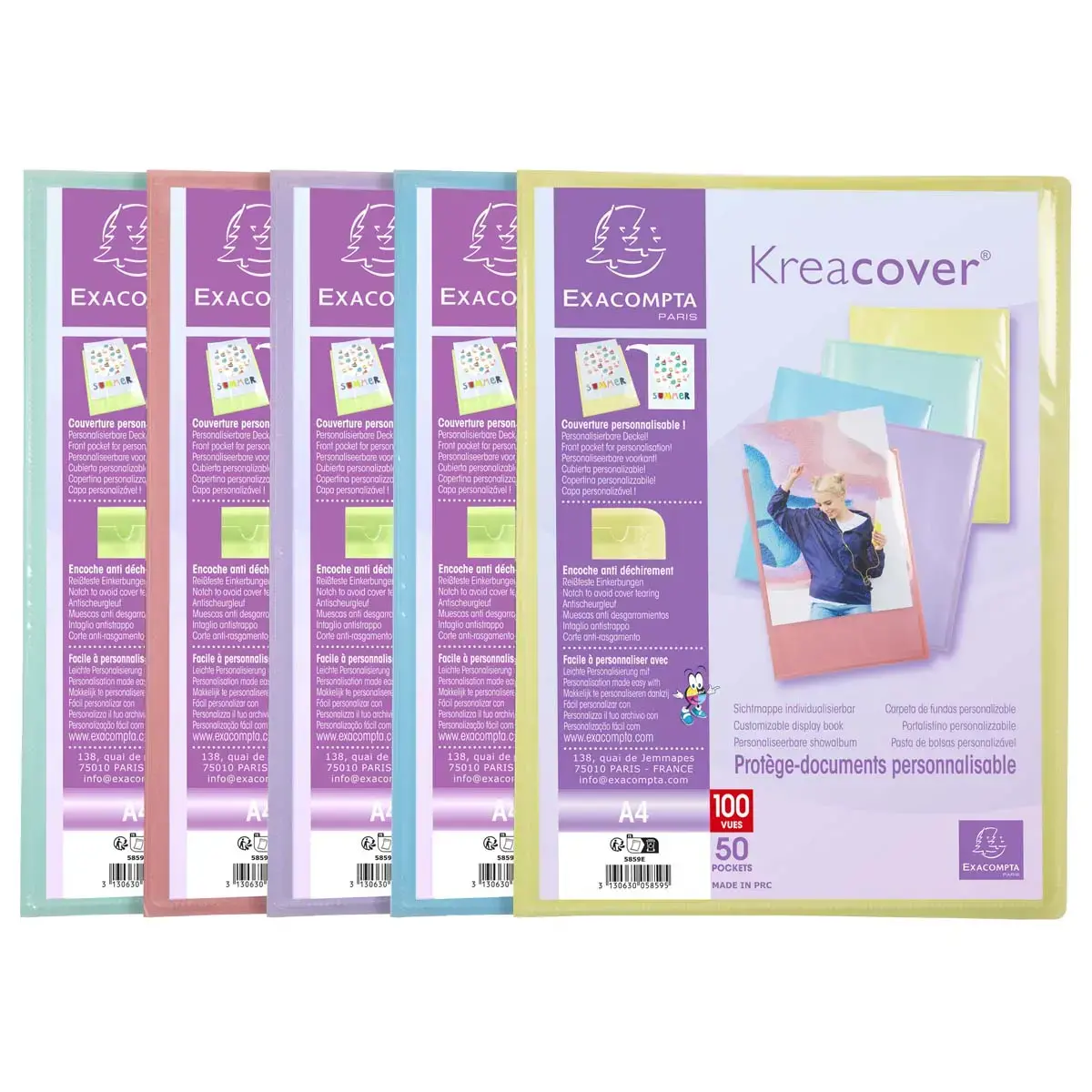 Protège-documents personnalisables Kreacover Pastel - 50 poches - Exacompta photo du produit