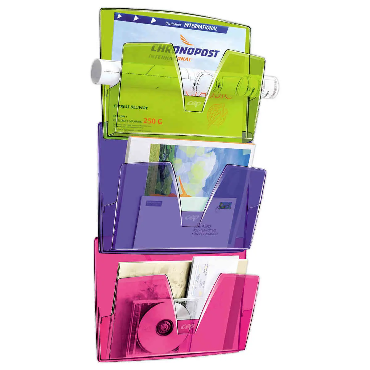 3 Corbeilles murales - Ouverture en V - 24 x 32 cm - CEP photo du produit