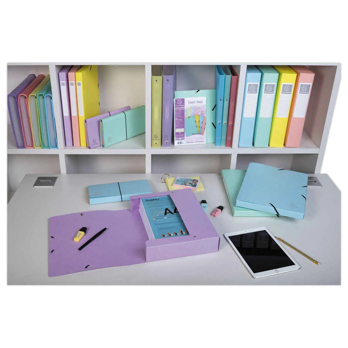 Bo&icirc;te de classement A4 - Dos 60mm  - Couleurs assorties - Exacompta photo du produit