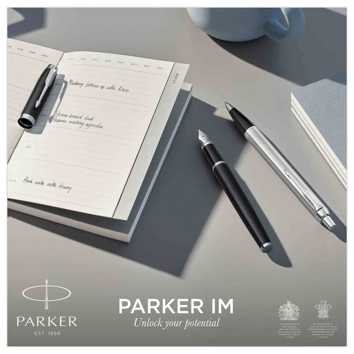 Stylo plume Parker IM noir mat avec finitions chrome, plume moyenne photo du produit