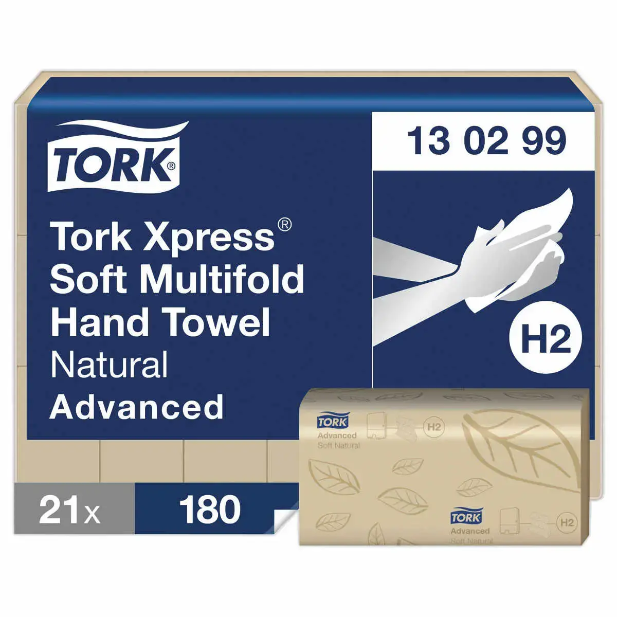 21 Essuie-mains interfoliés doux naturels H2 - TORK photo du produit