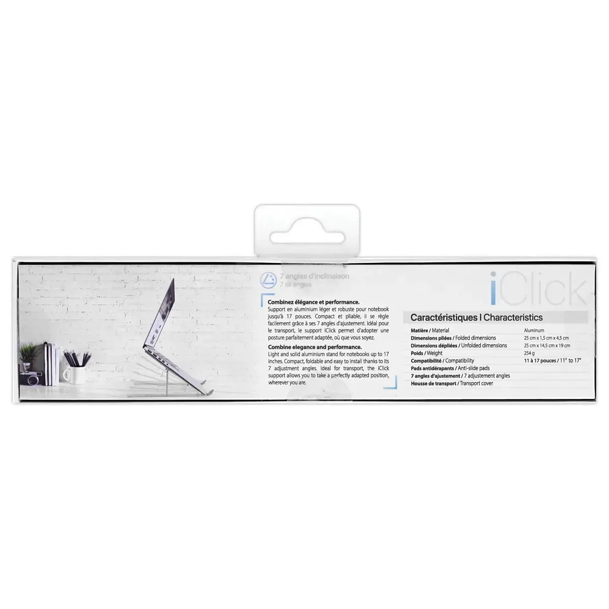 Support pour ordinateur portable compact iClick - Écrans jusqu'à 17" - Pliable - T'nB photo du produit