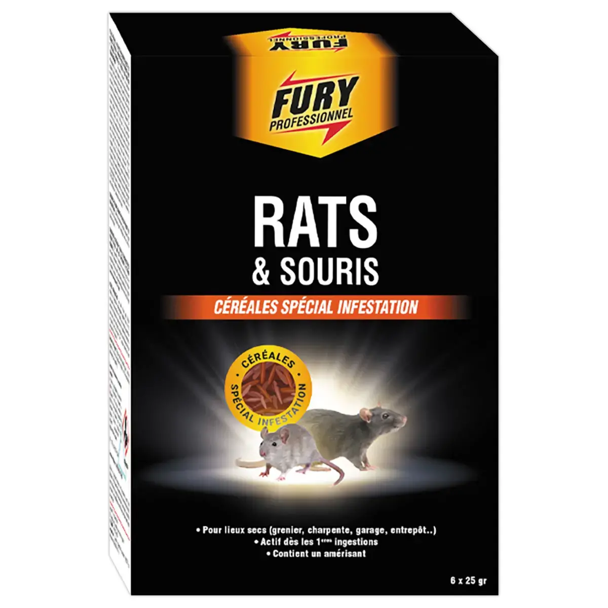 7 sachets d'appâts raticide infestation rats et souris - 20 g - Espèces résistantes - FURY photo du produit