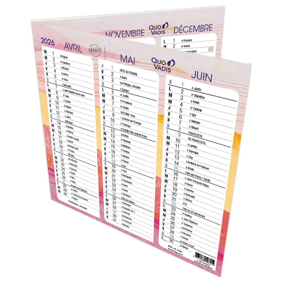 Calendrier QuoVadis Origami exotique -18x18 cm photo du produit