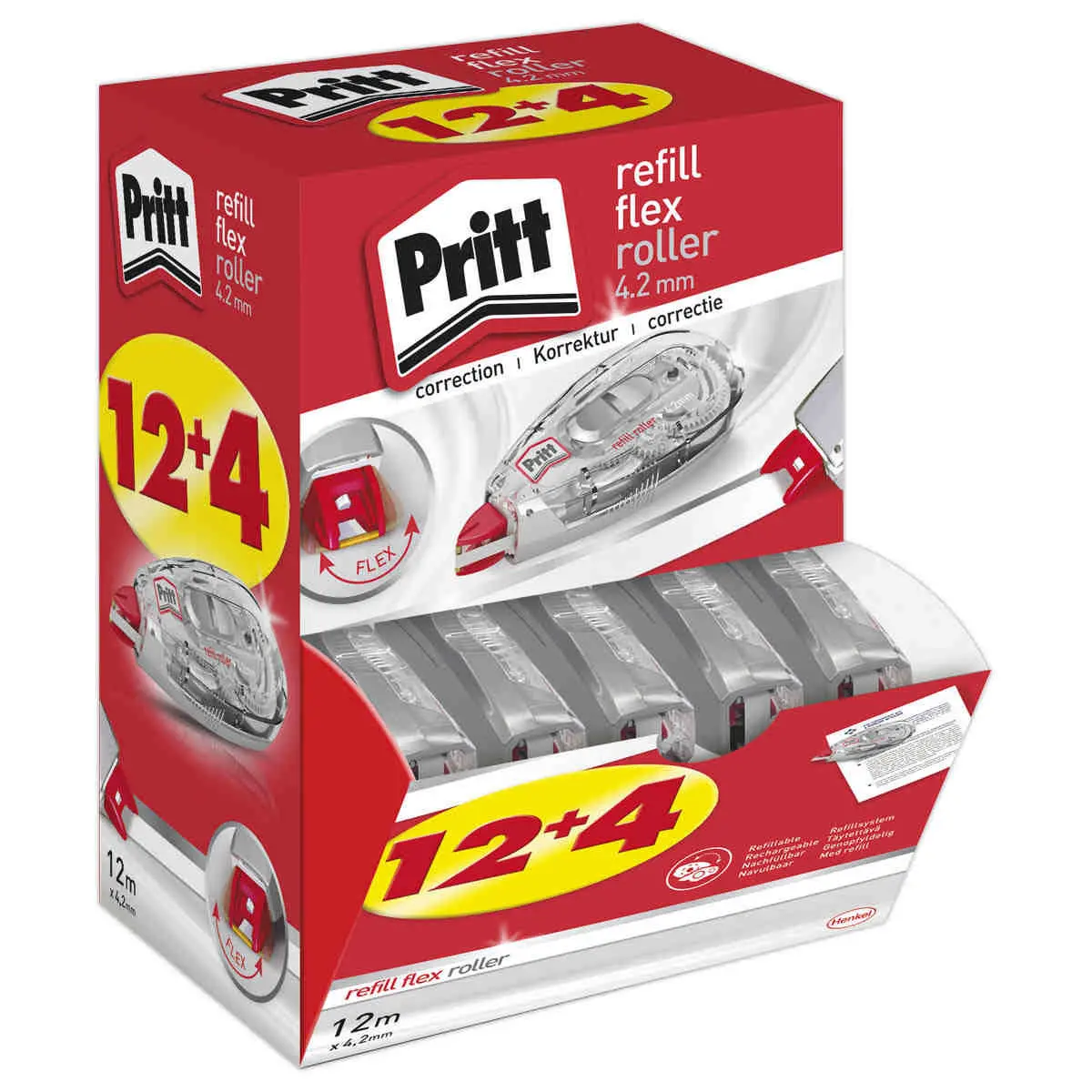 16 (12+4 Offerts) Correcteurs à sec rechargeables et rétractables Refill Roller Pro - PRITT photo du produit