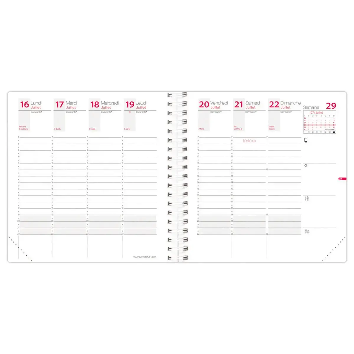 Agenda semainier QuoVadis Time Life - 16x16 cm - Rouge photo du produit
