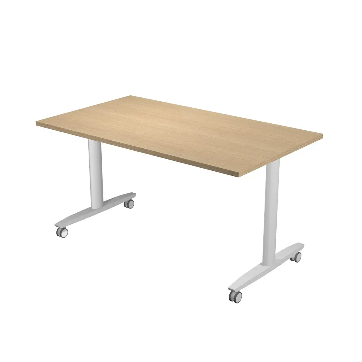 Table rabattable 120 x 80 x 74,1 cm sur roulettes - Blanc/blanc photo du produit
