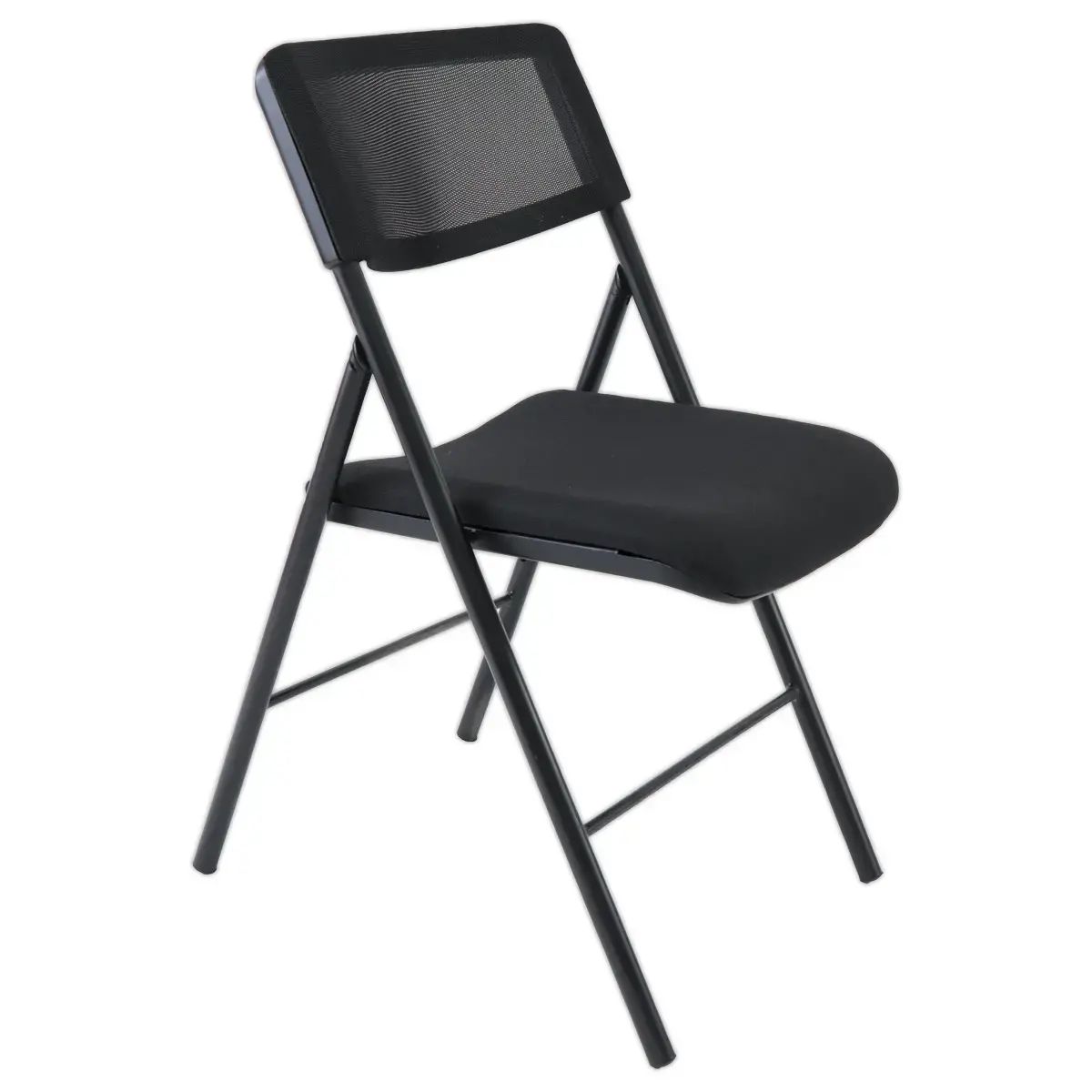 Chaise pliante résille piètement en acier époxy noir photo du produit