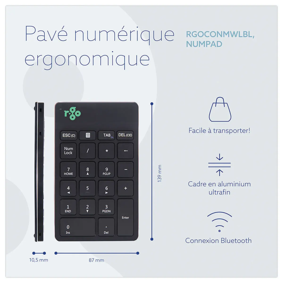 Pavé numérique bluetooth R-GO photo du produit