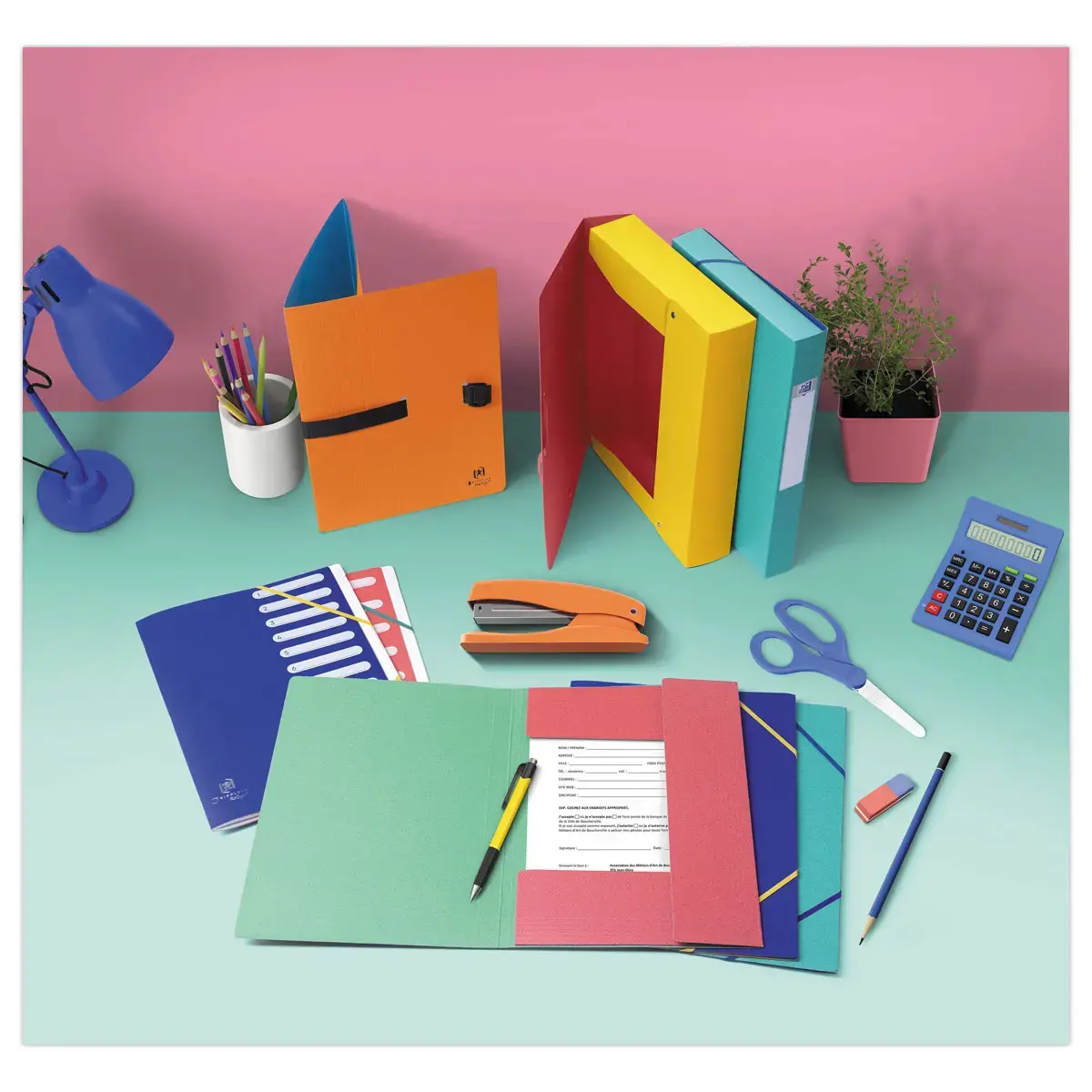 Chemise &agrave; sangle recycl&eacute;e - bicolore - bleu - OXFORD photo du produit