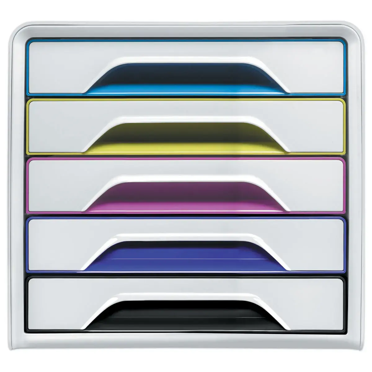 Module de classement Smoove &ndash; 5 tiroirs &ndash; Blanc et tiroirs color&eacute;s &ndash; CEP photo du produit