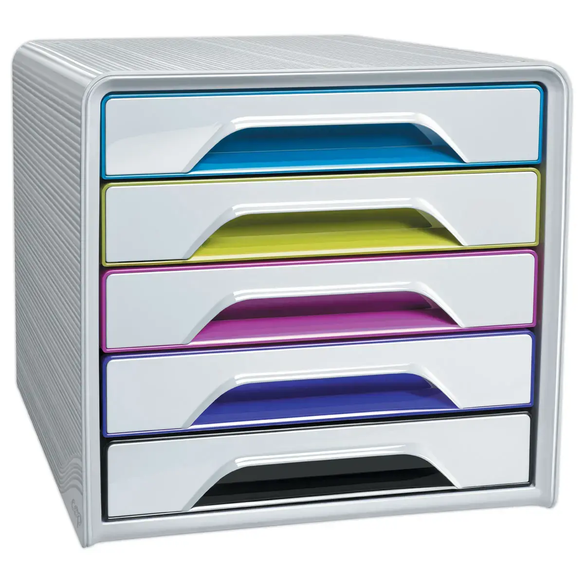Module de classement Smoove &ndash; 5 tiroirs &ndash; Blanc et tiroirs color&eacute;s &ndash; CEP photo du produit