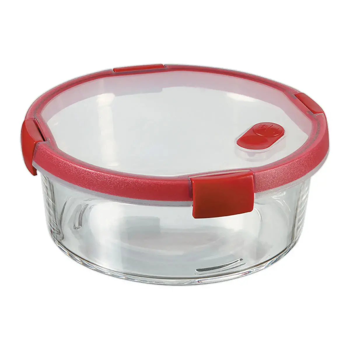 Boite alimentaire en verre ronde 1,2L CURVER rouge - Assiettes réutilisables