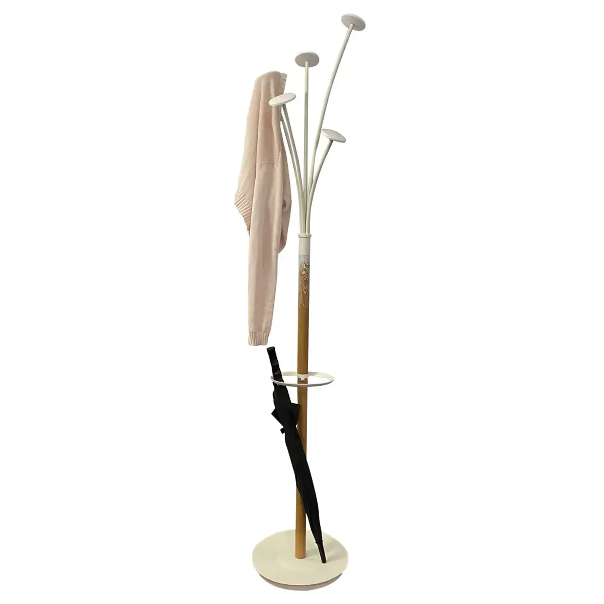 Porte-manteau Festival &ndash; 5 pat&egrave;res &ndash; Bois et blanc &ndash; ALBA photo du produit