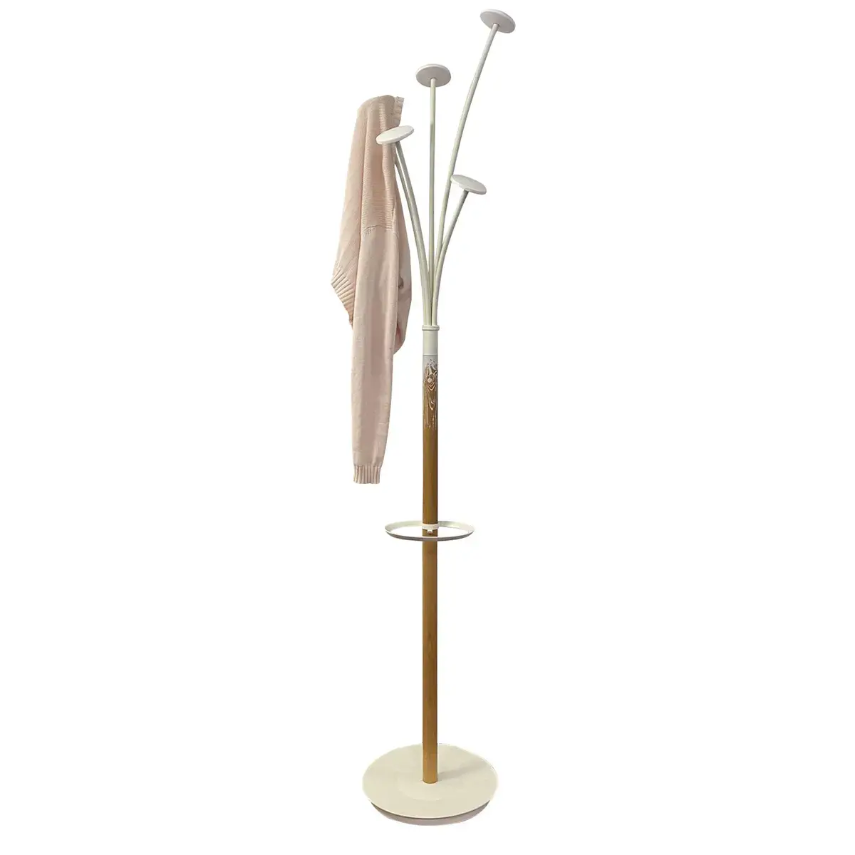 Porte-manteau Festival &ndash; 5 pat&egrave;res &ndash; Bois et blanc &ndash; ALBA photo du produit