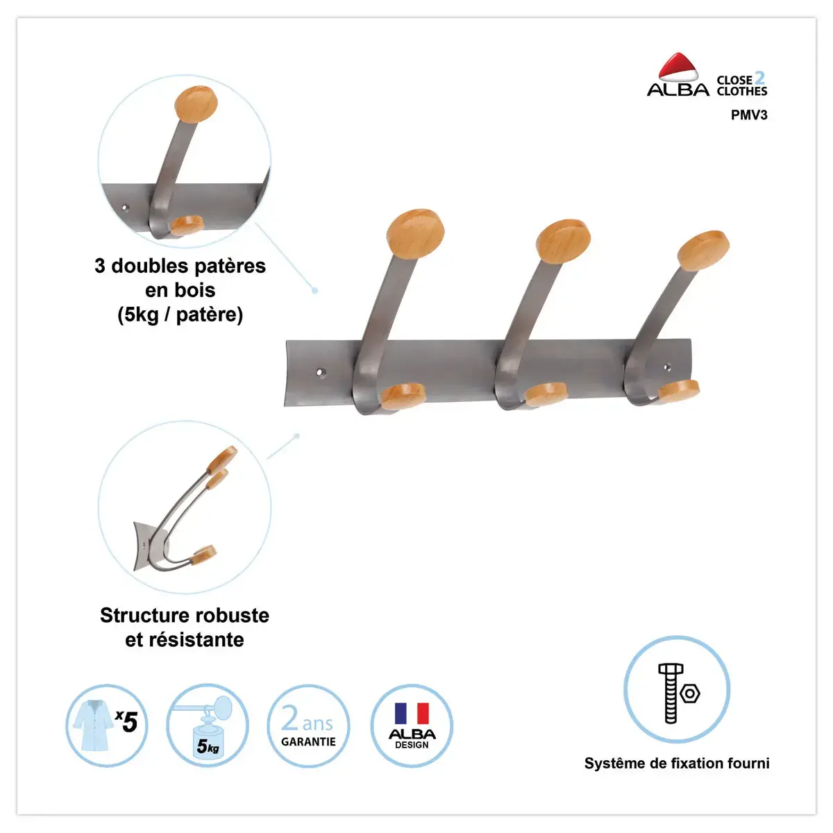 Pat&egrave;res acier et bois gris m&eacute;tallis&eacute;/bois photo du produit