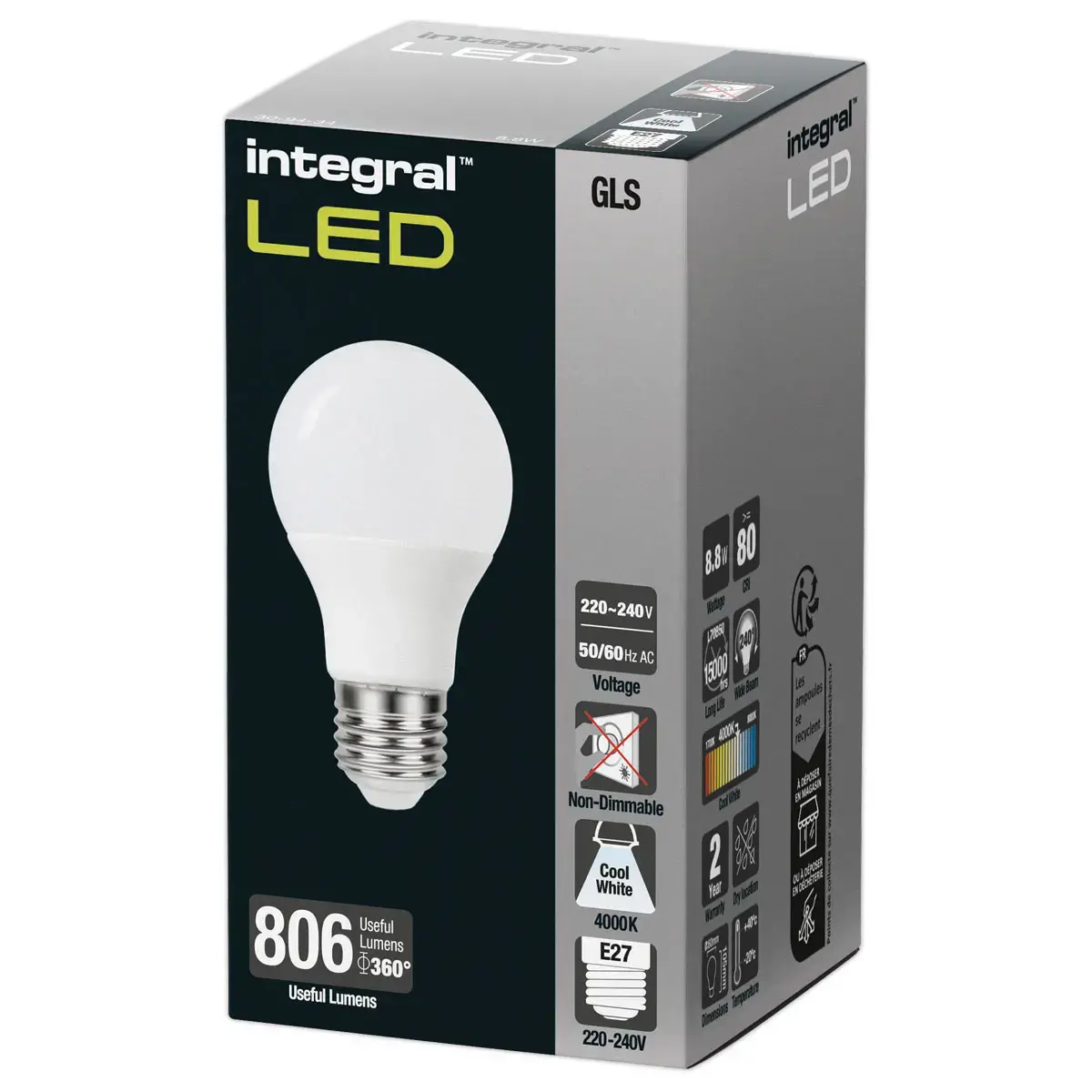Ampoule LED GLS E27 8,8W 806LM 4000K Opale photo du produit