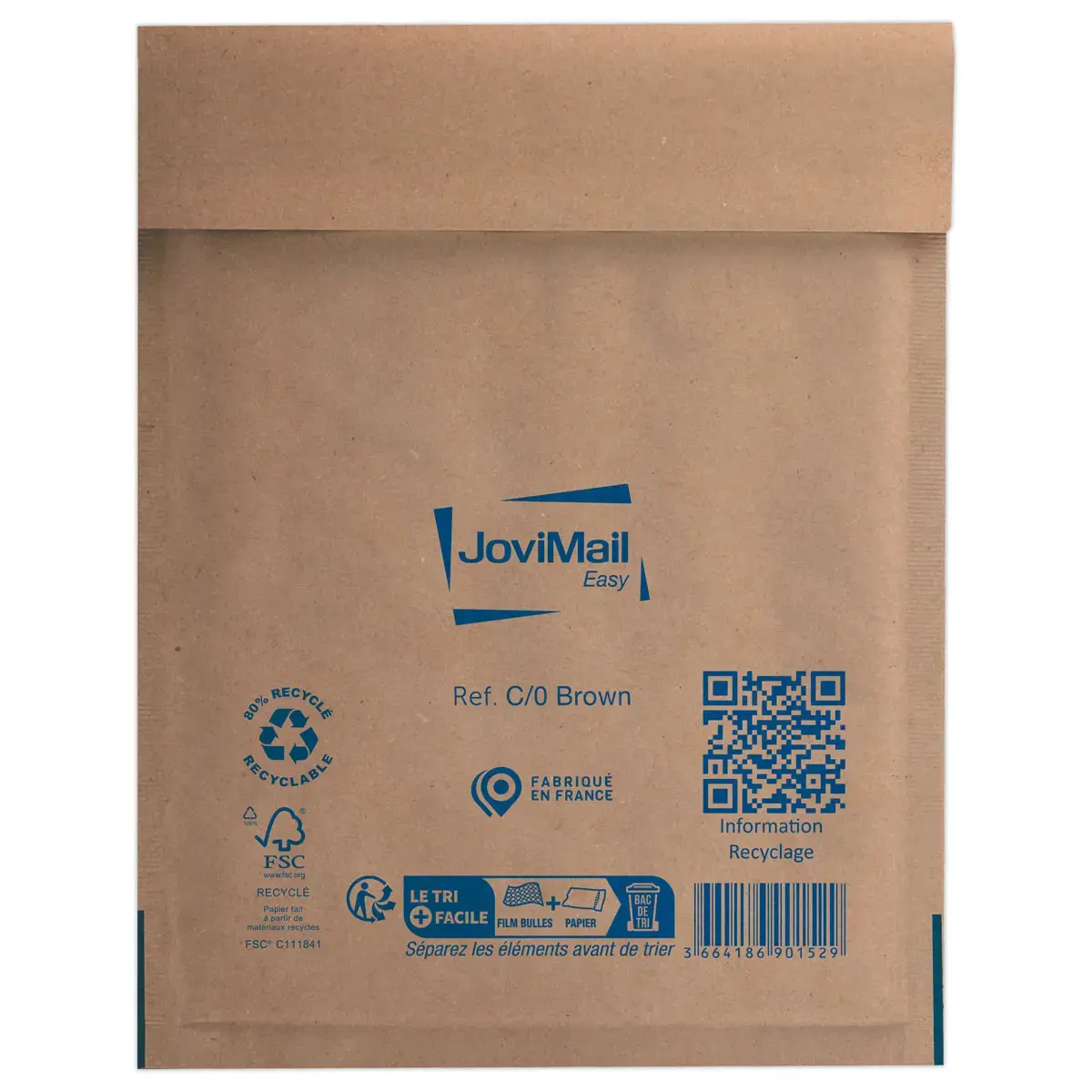 100 Pochettes matelass&eacute;es kraft recycl&eacute; &agrave; bulles d'air 150X210 mm photo du produit