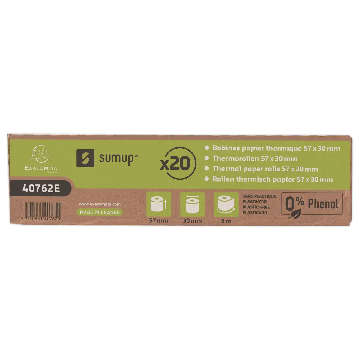 20 Bobines thermiques 57x30mm - 9m - SumUp - 55g/m2 photo du produit