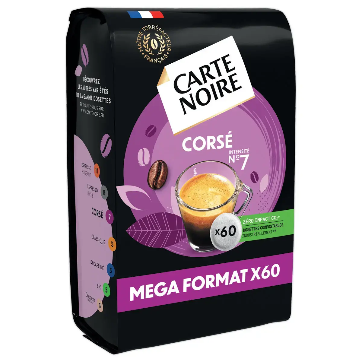 60 Dosettes de caf&eacute; Carte Noire cors&eacute; n&deg;7 - Compatibles Senseo photo du produit