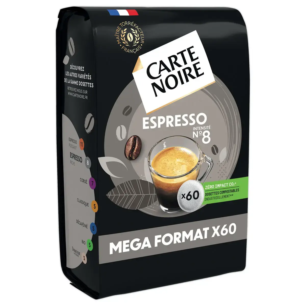 60 Dosettes de caf&eacute; Carte Noire Expresso n&deg; 8 - Compatibles Senseo photo du produit