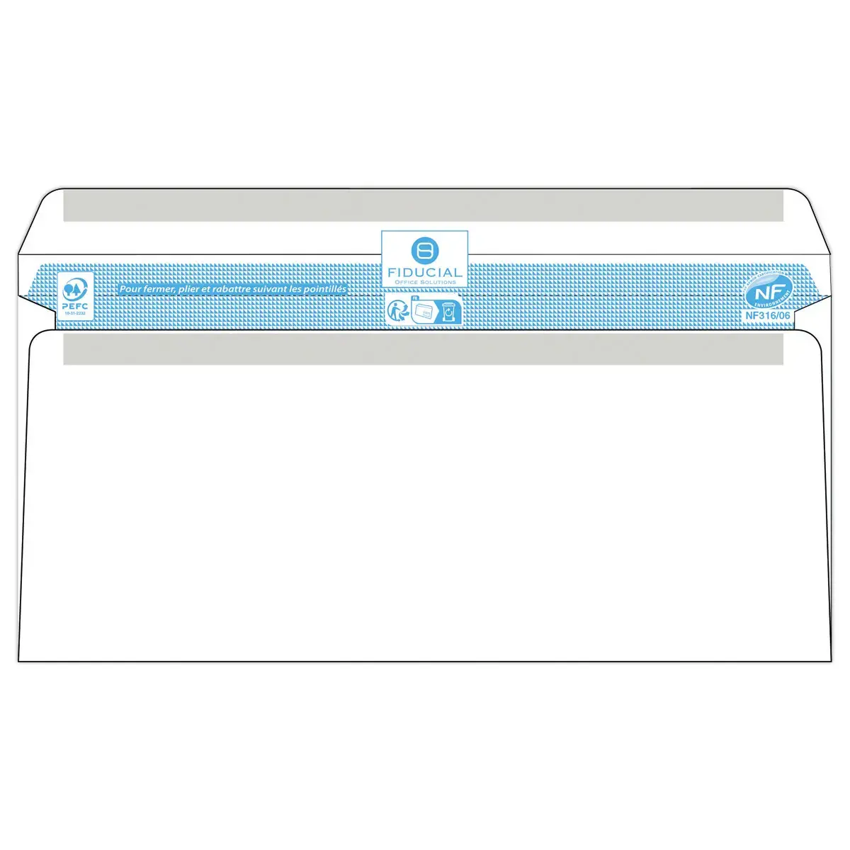 500 Enveloppes blanches 110x220 80 gr autocollantes Fiducial photo du produit