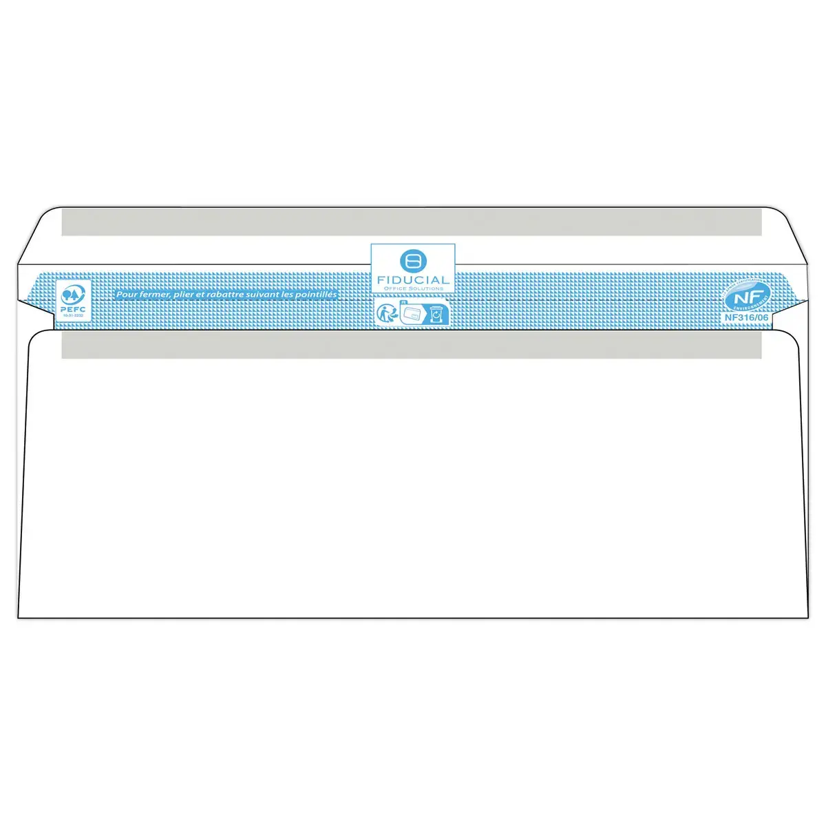 500 Enveloppes blanches 110x220 fen 45x10080gr autocollantes Fiducial photo du produit
