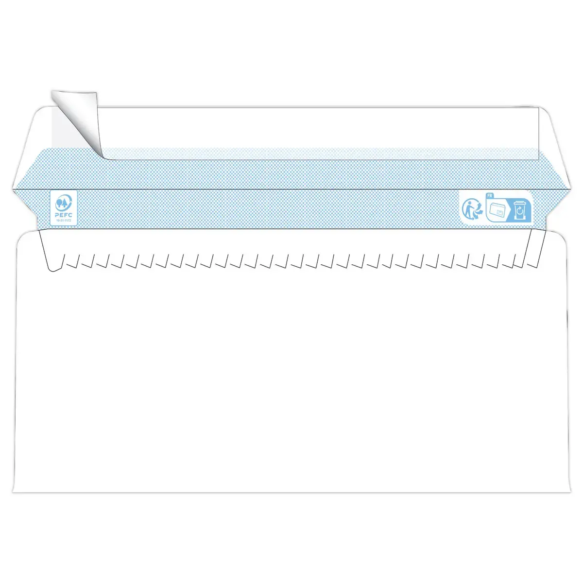 500 Enveloppes blanches 110x220 mm 75g fen&ecirc;tre 35x100 bande silicon&eacute;e photo du produit