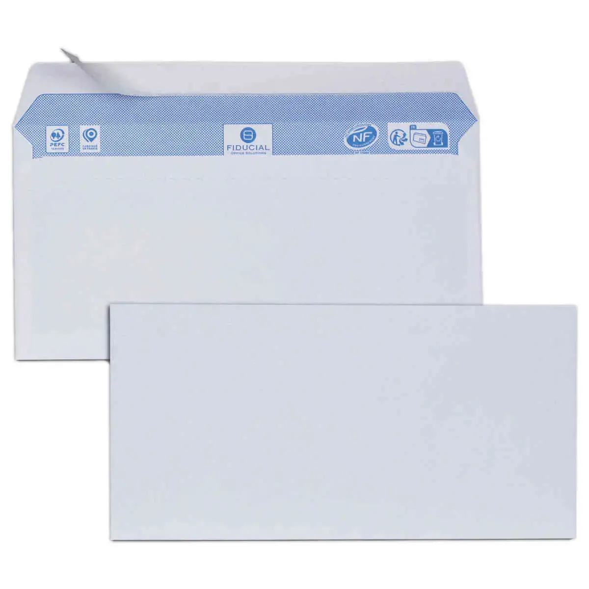 500 Enveloppes blanches 110x220 - 80g - bande silicon&eacute;e - Fiducial photo du produit