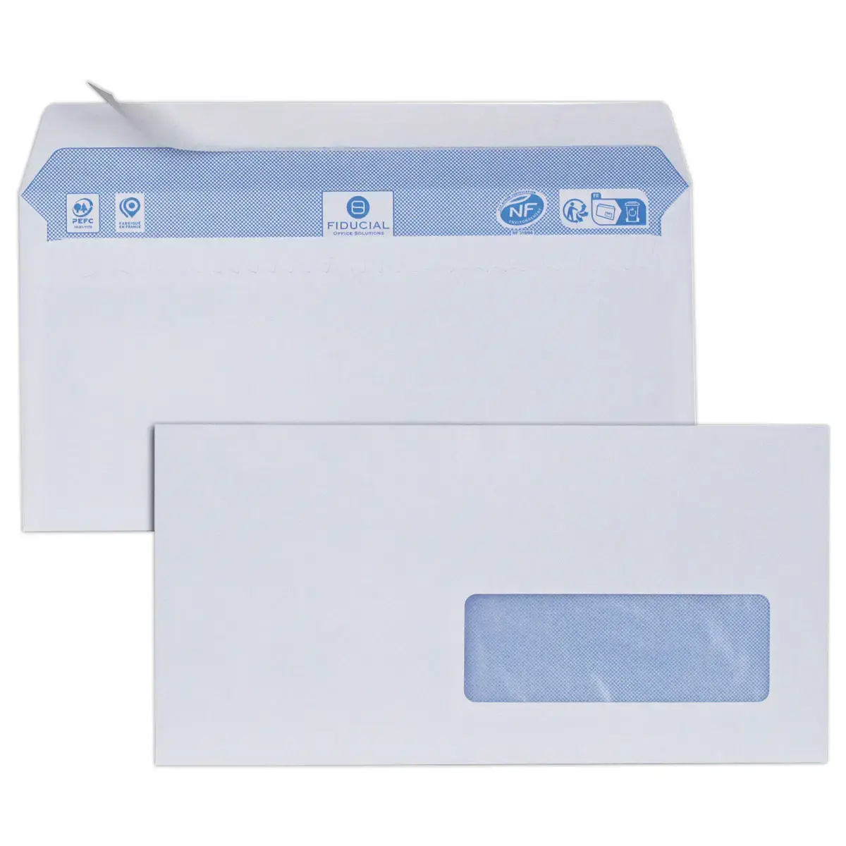 500 Enveloppes blanches 110 x 220 fen&ecirc;tre 80 g bande silicon&eacute;e photo du produit