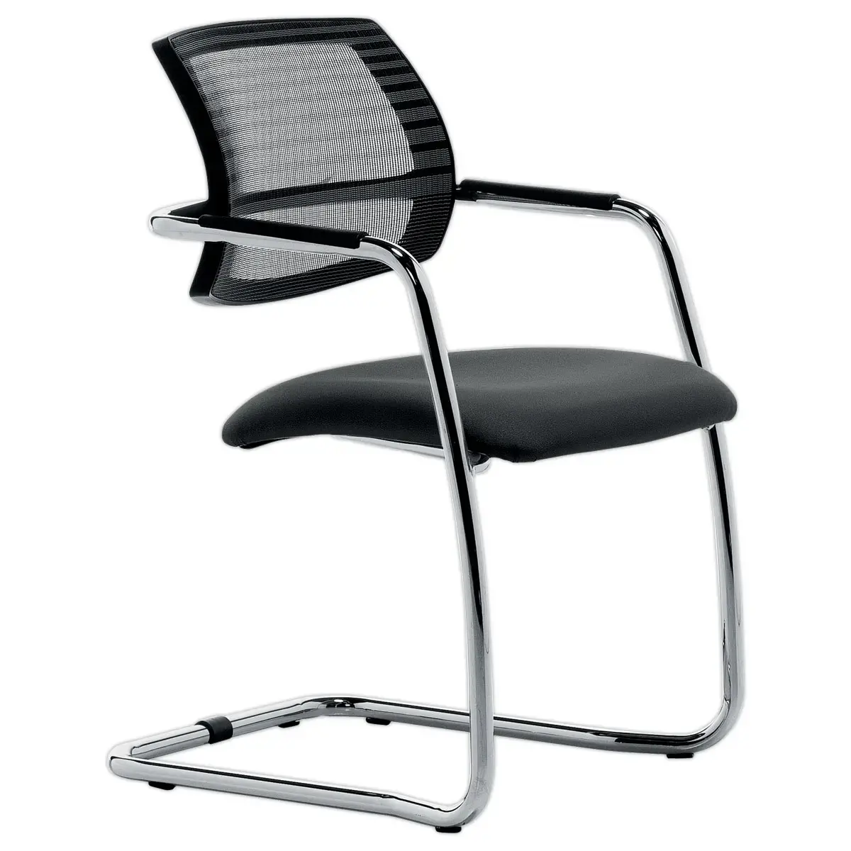 2 Si&egrave;ges visiteur r&eacute;sille noir pi&eacute;tements luge chrom&eacute;s photo du produit